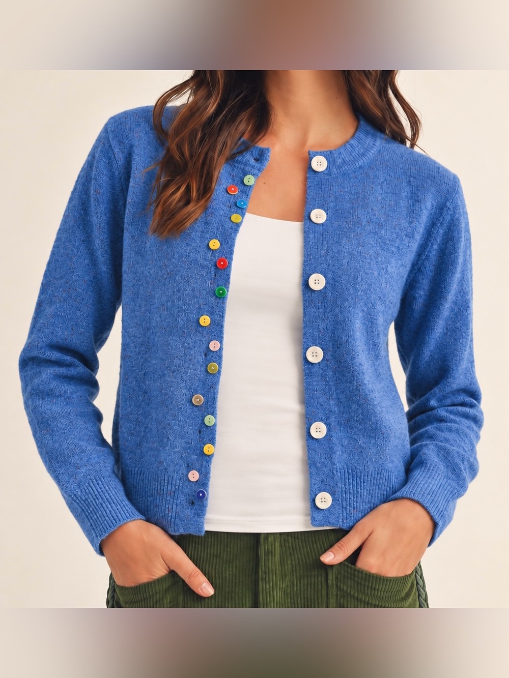 Lovlov Blue Button-Front Women's Sweater Cardigan NWT